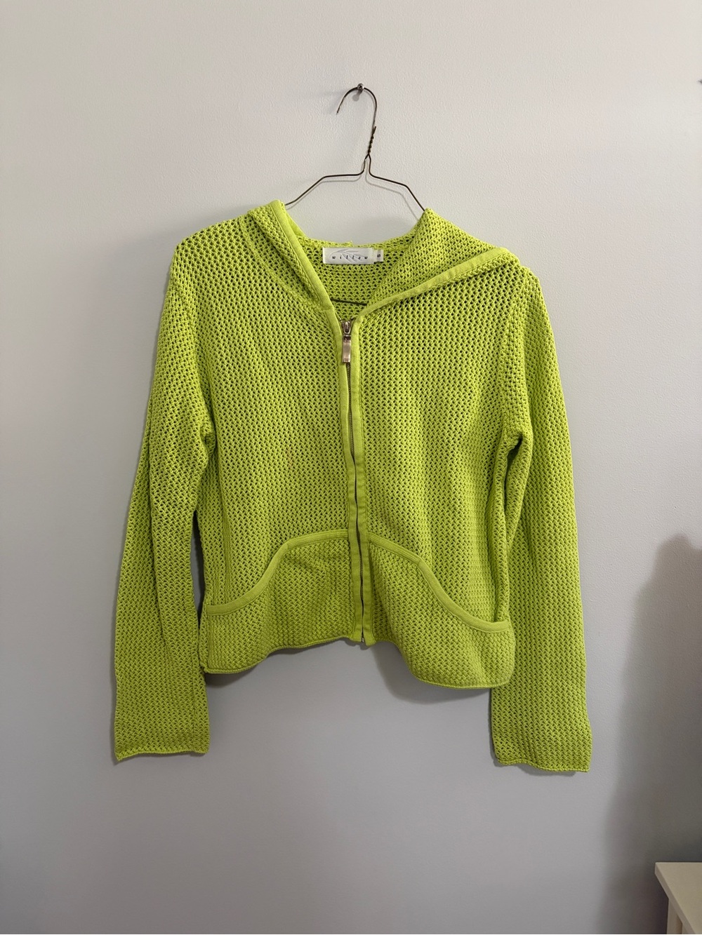 Willow Neon Green Crochet Zip Hoodie